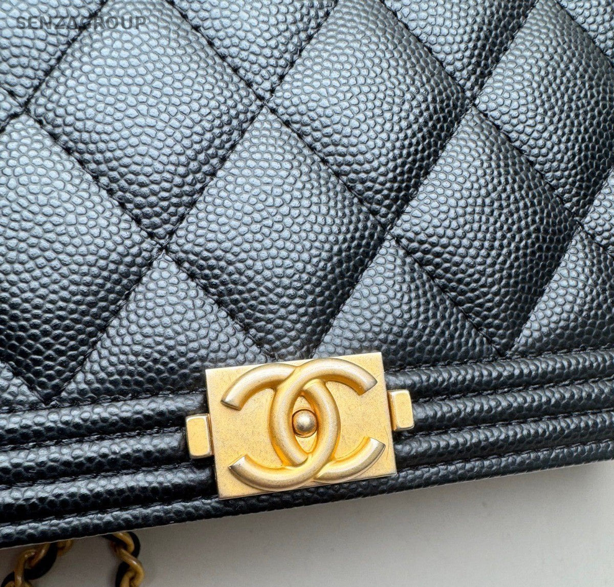 Chanel Le Boy Textured Calfskin Wallet woc Shoulder Crossbody Bag Black Women