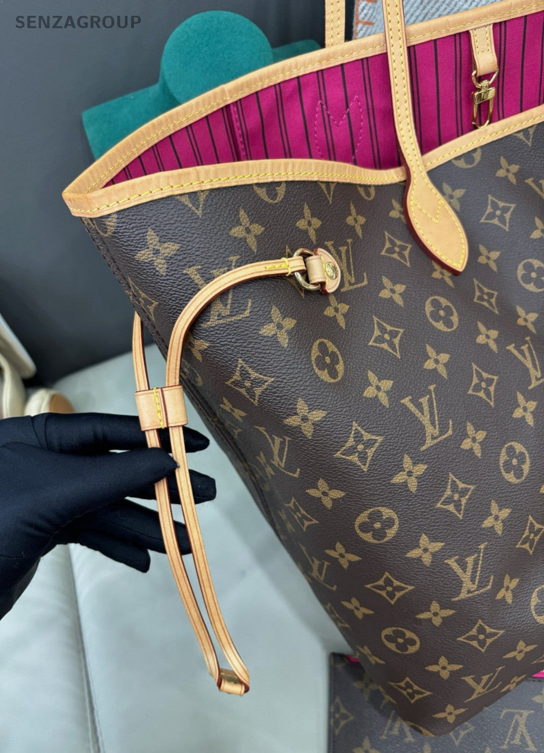 Louis Vuitton Neverfull GM Monogram Shoulder Bag Brown Gold Women Classic