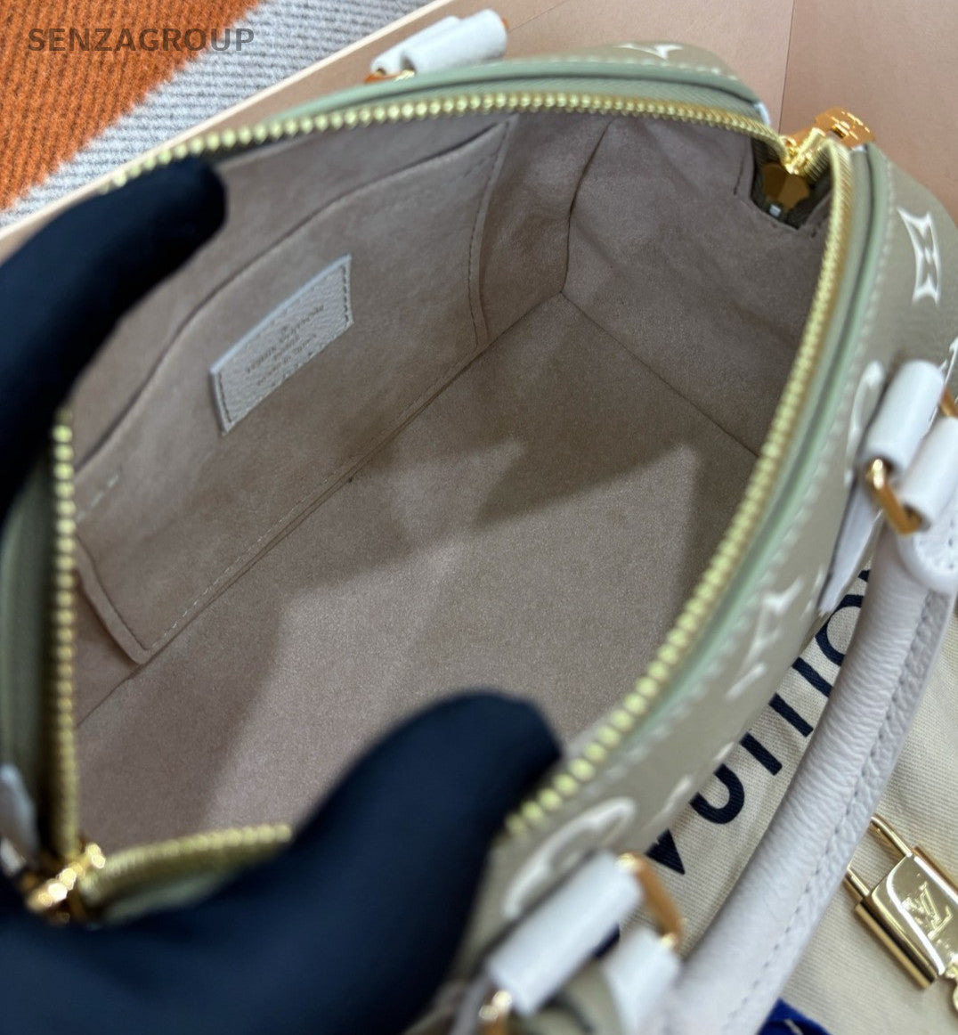 Louis Vuitton Speedy20 Monogram Calfskin Top Handle Crossbody Green Gold Women