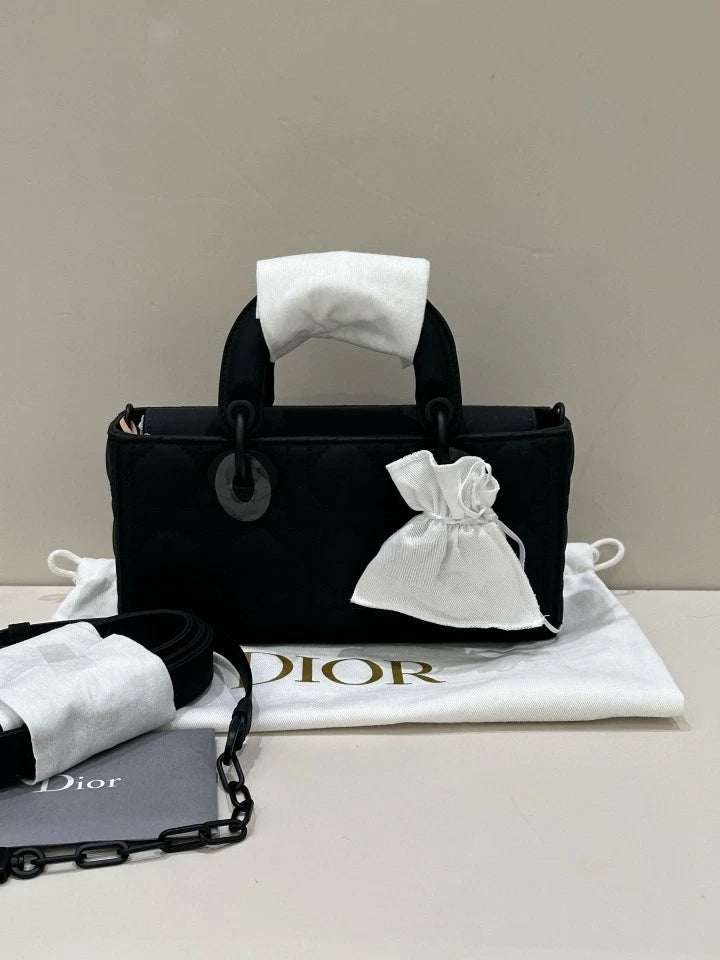 Dior Black Matte D-Joy Small Top Handle Shoulder Bag For Women