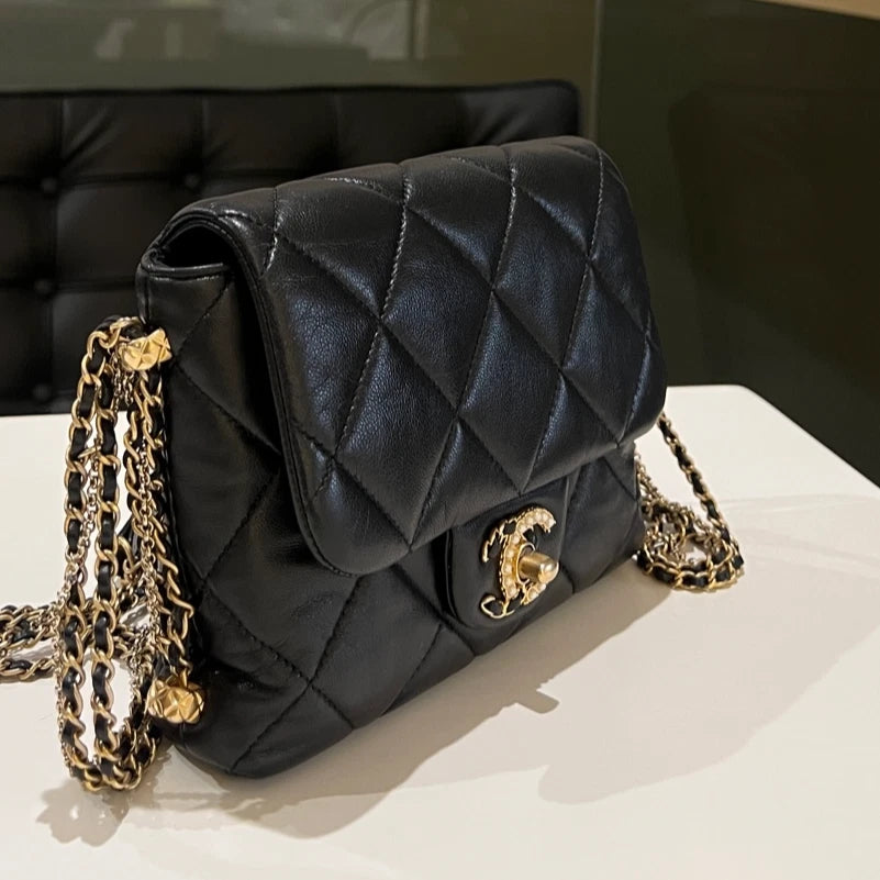 Chanel Classic Mini Square Flap Black Mixed Hardware Crossbody Bag