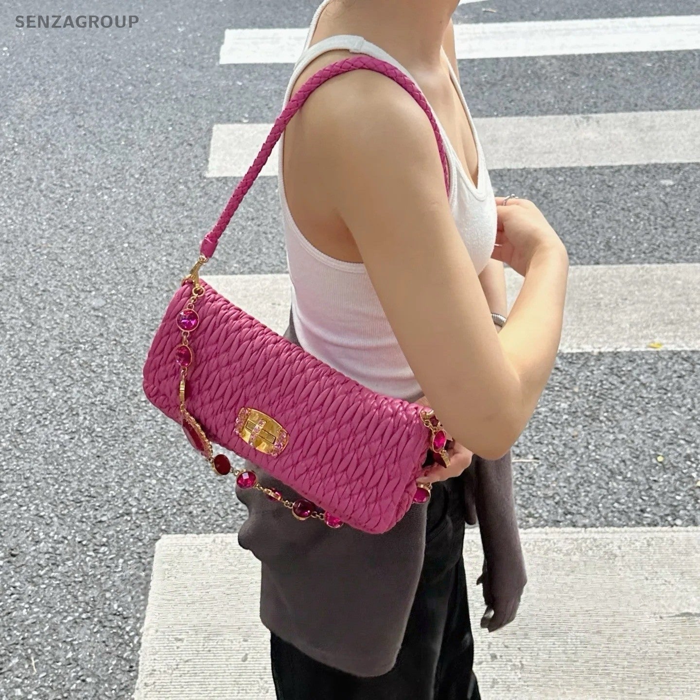 MIUMIU gemstone Shoulder Crossbody bag Pink Women