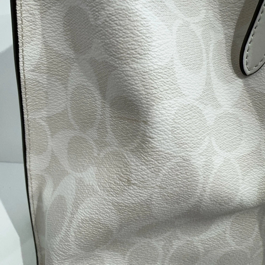 COACH Mollie 34 Logo Canvas Tote Shoulder Handbag for Women White