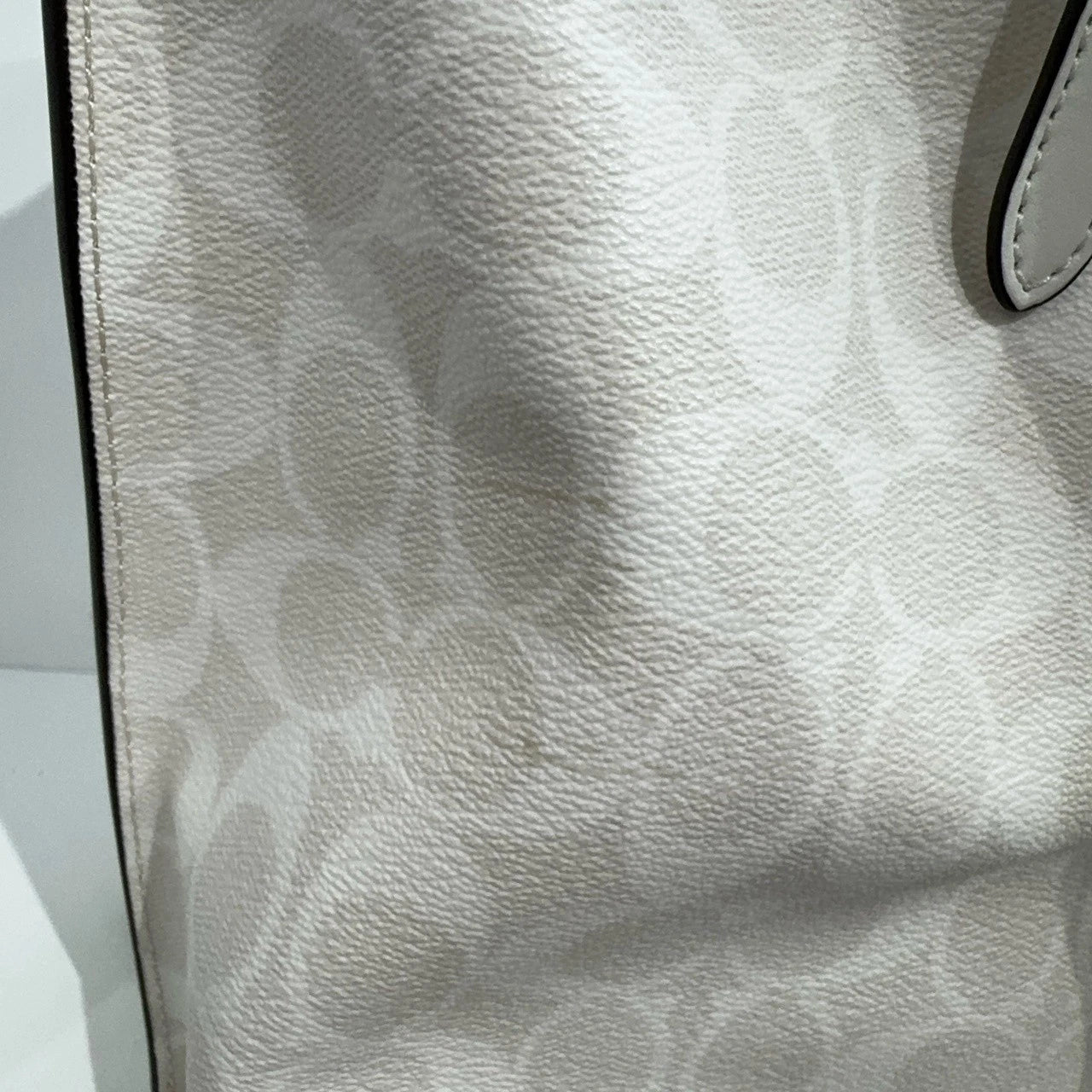 COACH Mollie 34 Logo Canvas Tote Shoulder Handbag for Women White