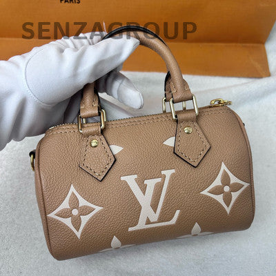 Louis Vuitton Speedy Nano Monogram Orange Gold Clasp Handbag Women