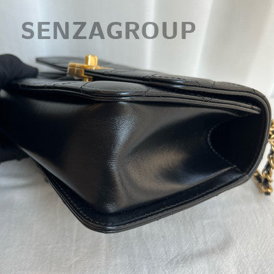 Chanel Black Gold CF Mini Flap Bag Quilted Chain Crossbody Women's Fashion