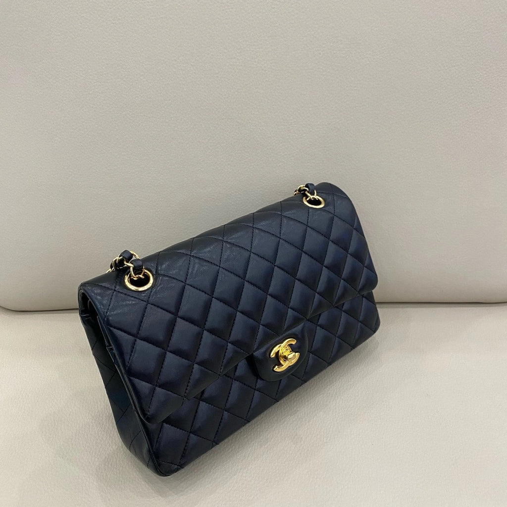 CHANEL Classic Flap Medium Black Lambskin Shoulder Bag Women