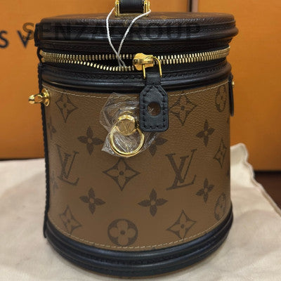 Louis Vuitton Cannes Monogram Bucket Bag Brown Gold Women's Handbag