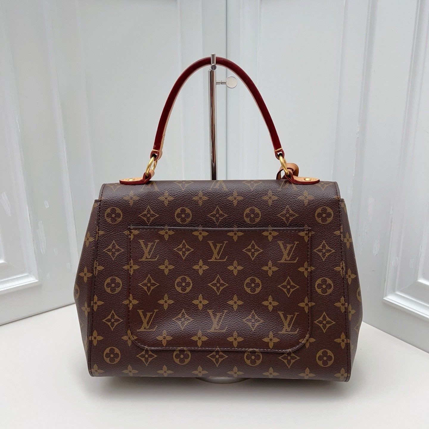 Louis Vuitton Cluny BB Monogram Top Handle Crossbody Brown Gold Women Classic