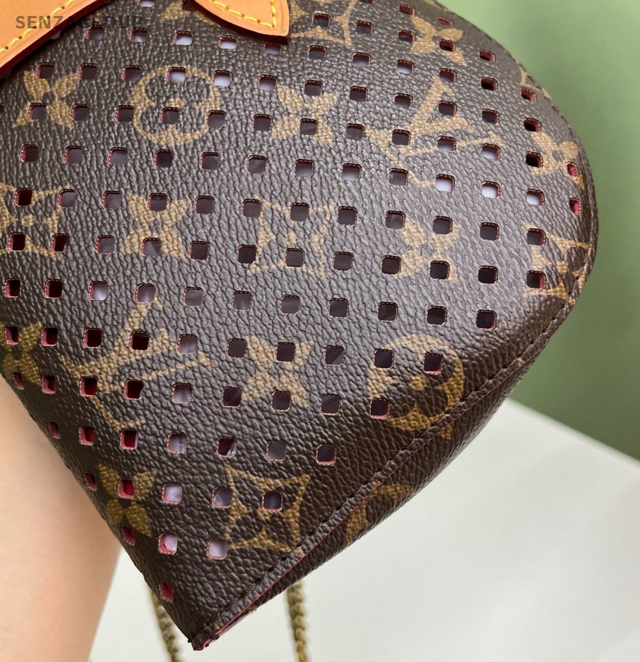 Louis Vuitton Saumur Monogram Chain Crossbody Brown Gold Women Classic