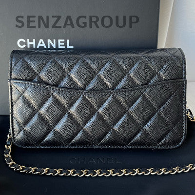 Chanel Black Gold CF Calfskin WOC Chain Shoulder Crossbody Bag Quilted