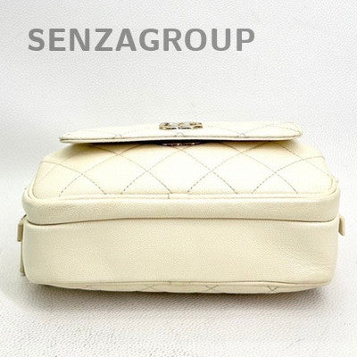 Chanel Beige Gold Leather Chain Shoulder Bag Quilted Classic Women