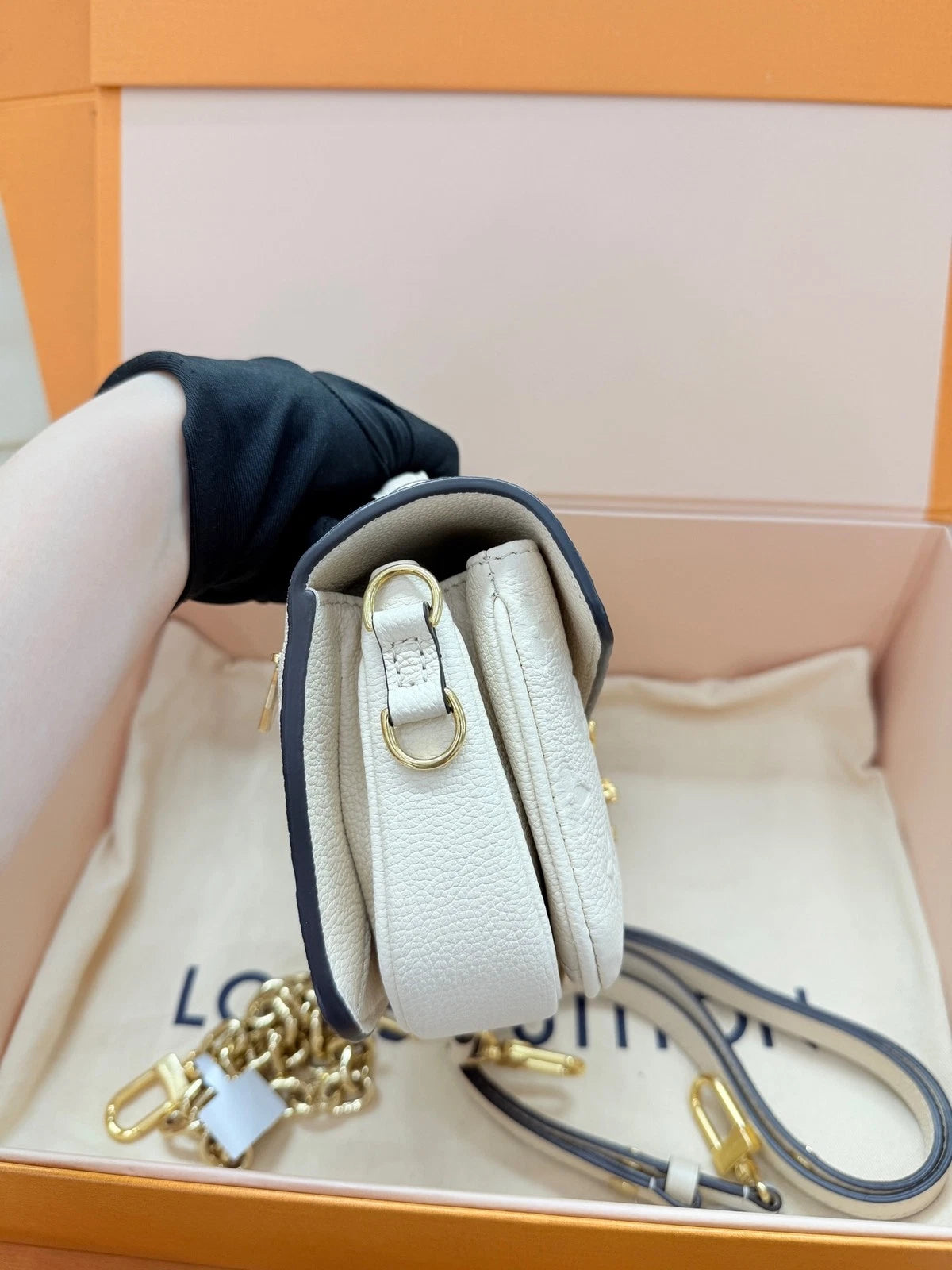 Louis Vuitton White Embossed Mini Messenger Bag For Women