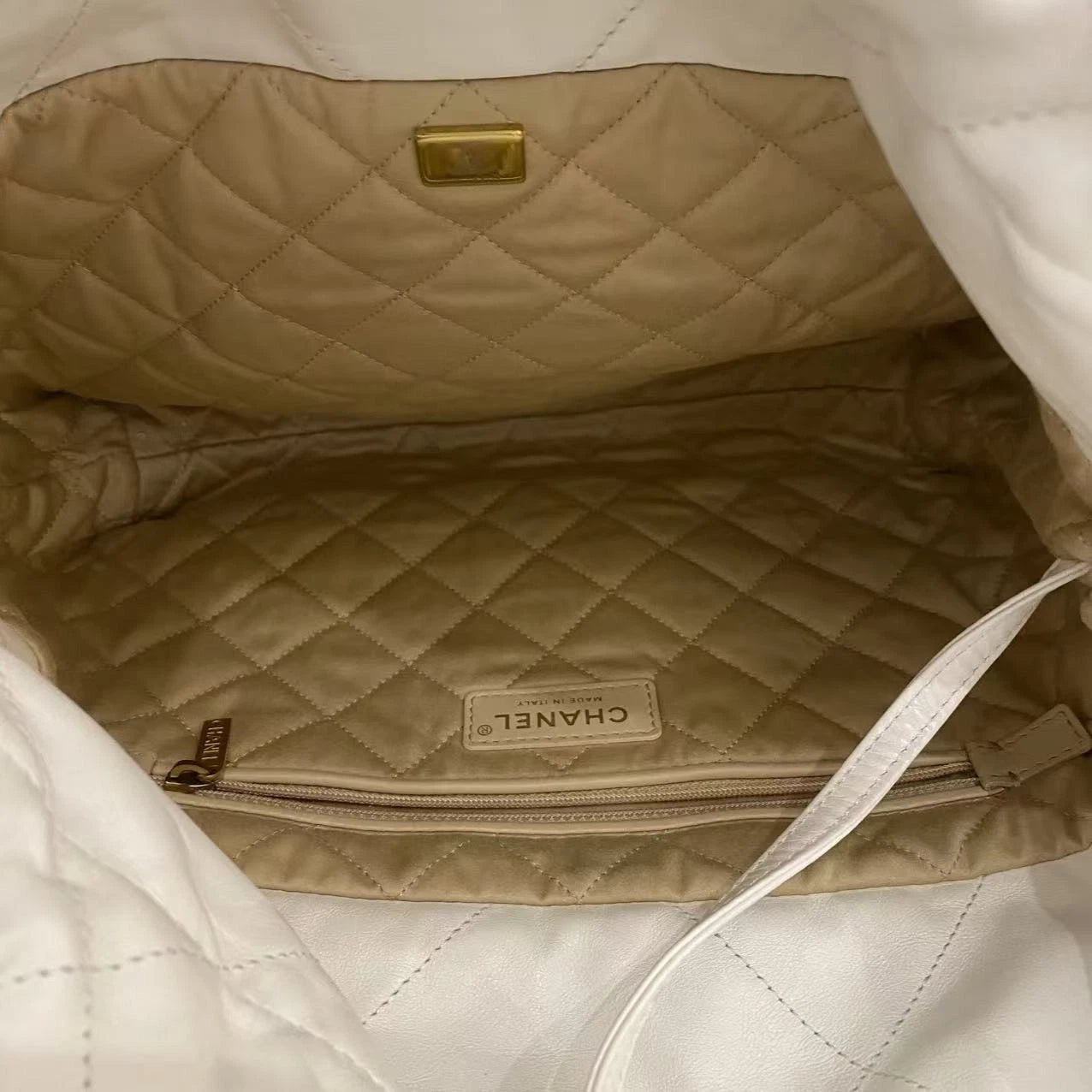 Chanel 22 Bag Small Calfskin Chain Shoulder Crossbody Bag White Gold
