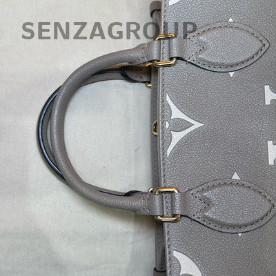 Louis Vuitton Onthego GM Monogram Tote Bag Small Grey Gold Women's Fashion