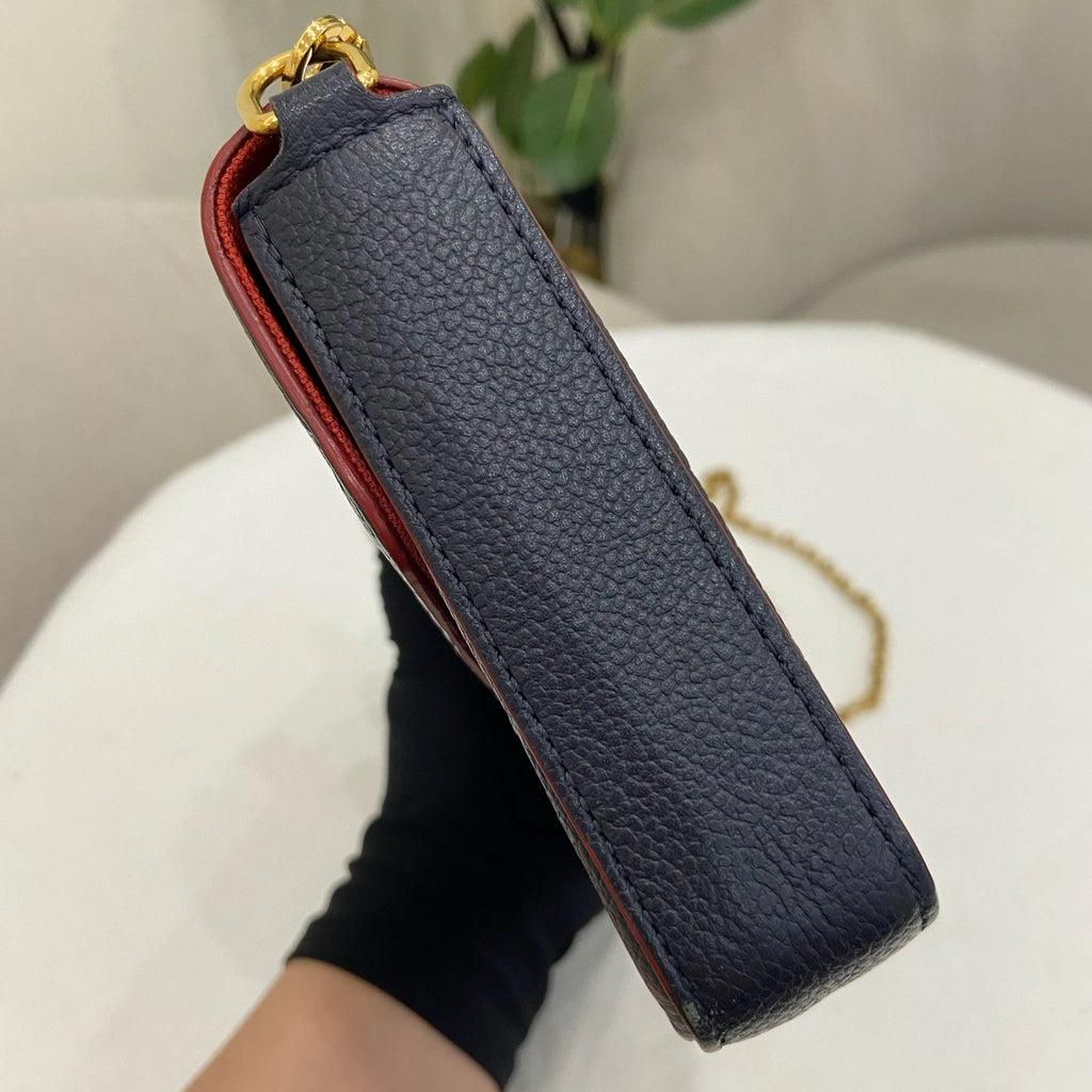 Louis Vuitton Felice Monogram Empreinte Chain Crossbody Blue Gold Women Classic