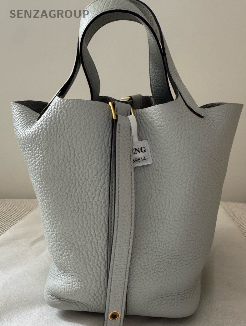 Hermes Picotin Lock Gold Hardware Tote Bag Blue Used Women Classic