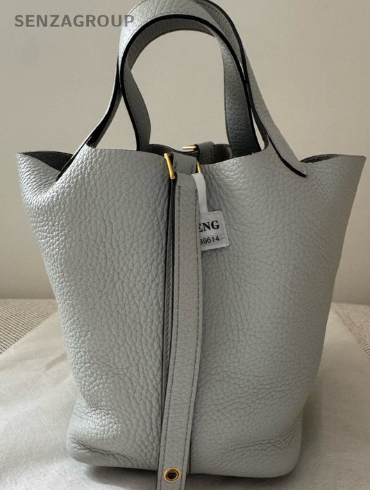 Hermes Picotin Lock Gold Hardware Tote Bag Blue Used Women Classic