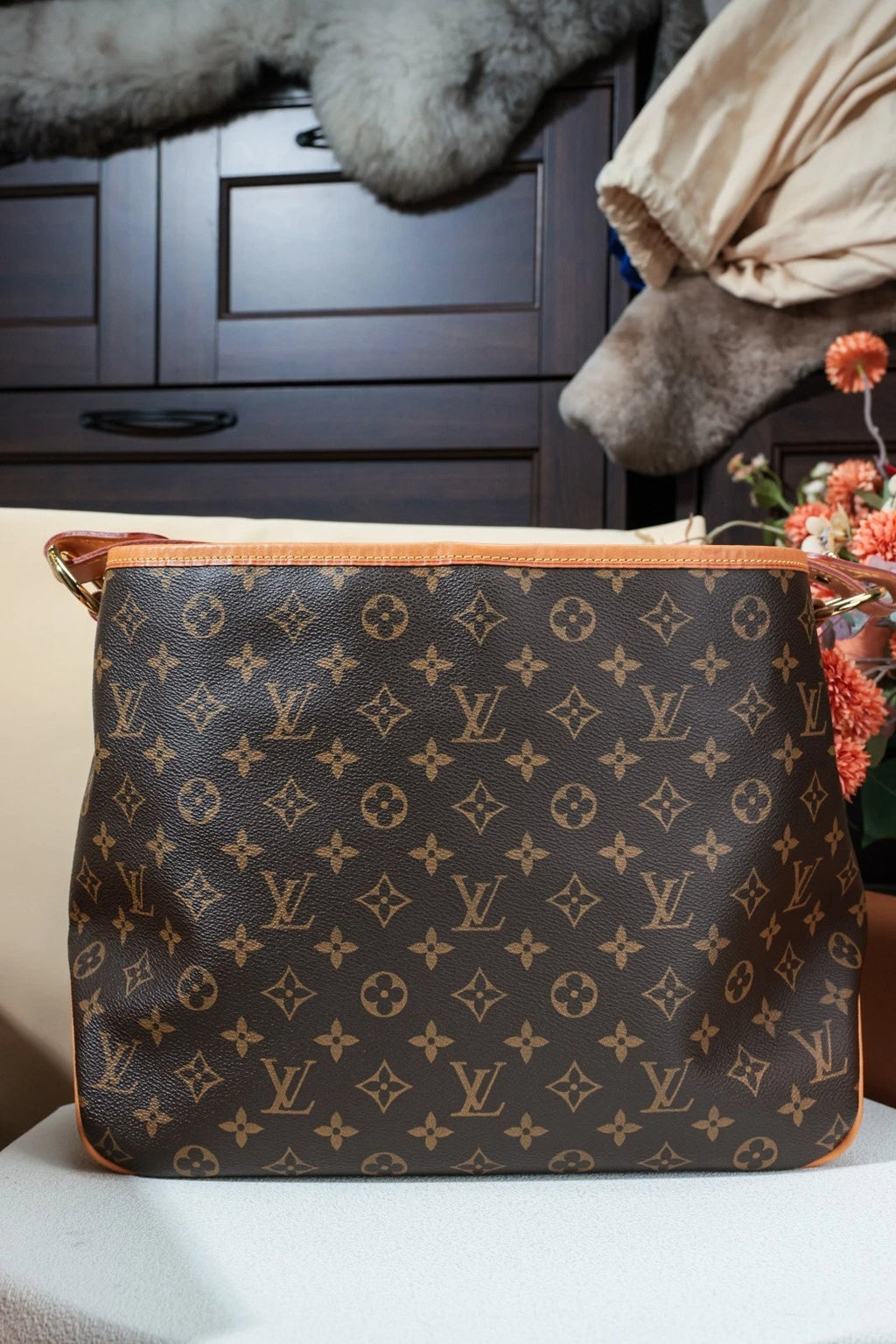 Louis Vuitton Delightful PM Monogram Top Handle Shoulder Bag Brown Women