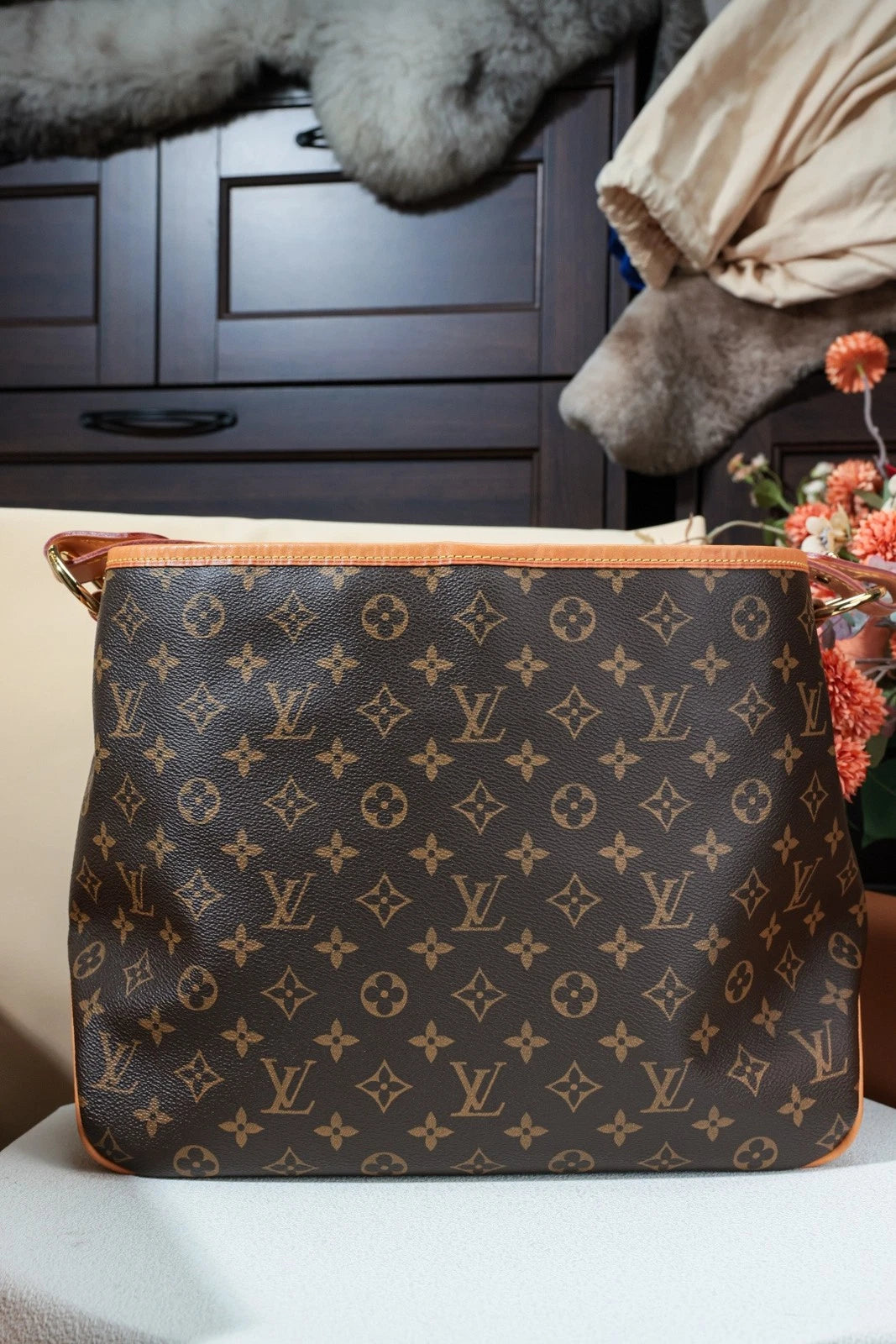 Louis Vuitton Delightful PM Monogram Top Handle Shoulder Bag Brown Women