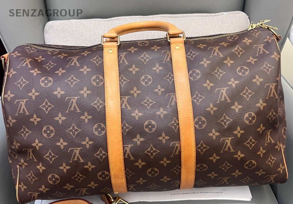 Louis Vuitton Keepall45 Monogram Top Handle Bag Crossbody Brown Unisex Adults