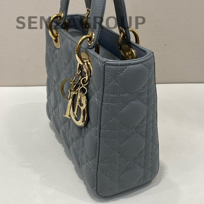 Dior Lady Dior Bag with Charms, Gray Gold, Crossbody & Top Handle