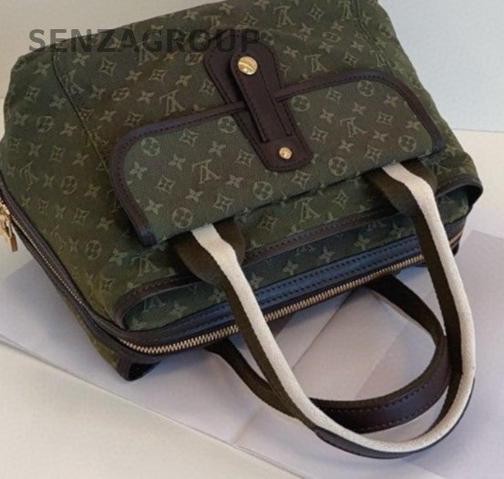 Louis Vuitton Monogram Vintage Top Handle Bag Green Gold Used Women Classic