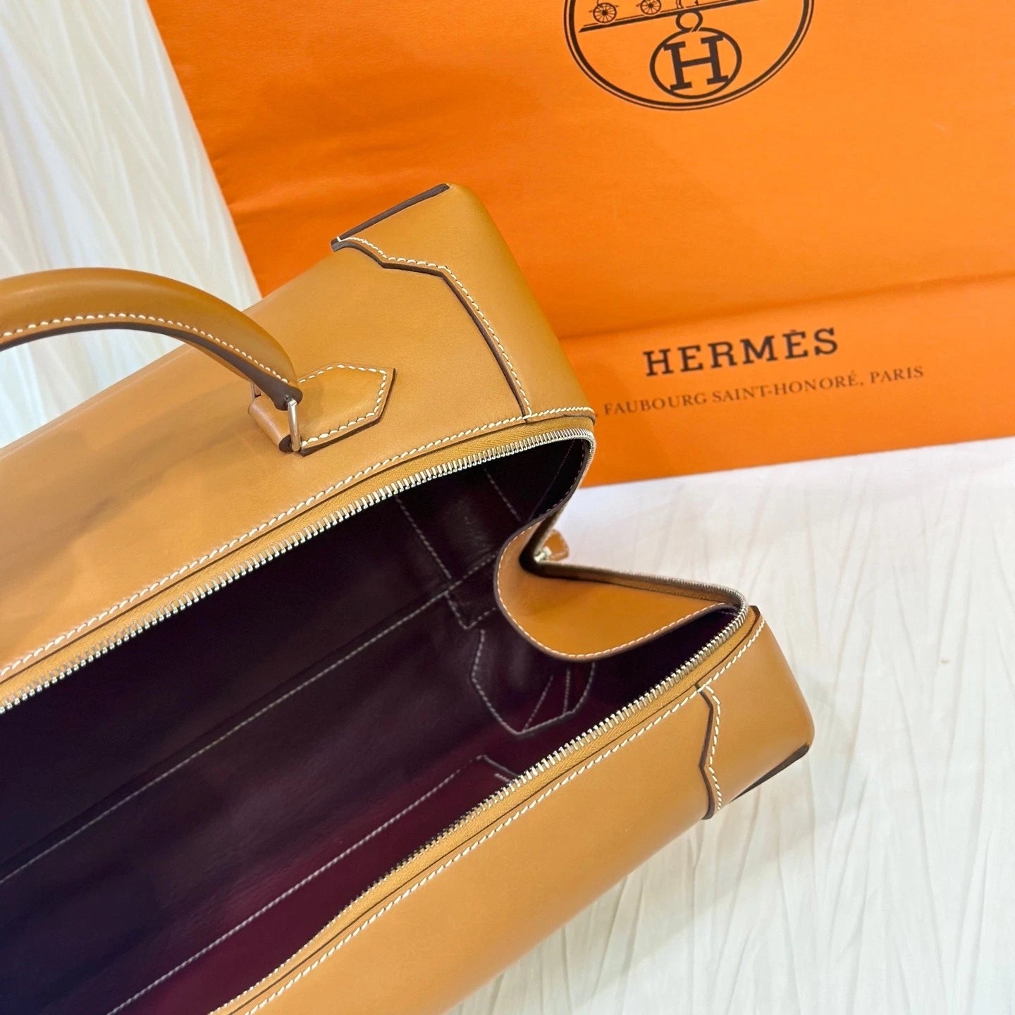 Hermes Maxibox Gold Brown Top Handle Box Bag For Women