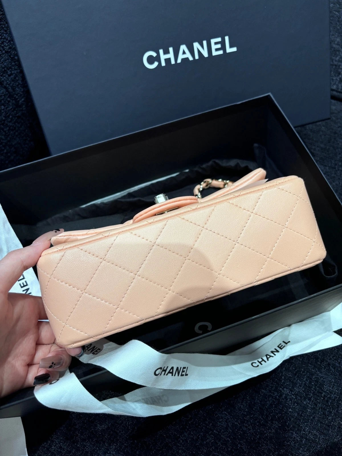 CHANEL CF Mini Orange Pink Lambskin Crossbody Bag For Women