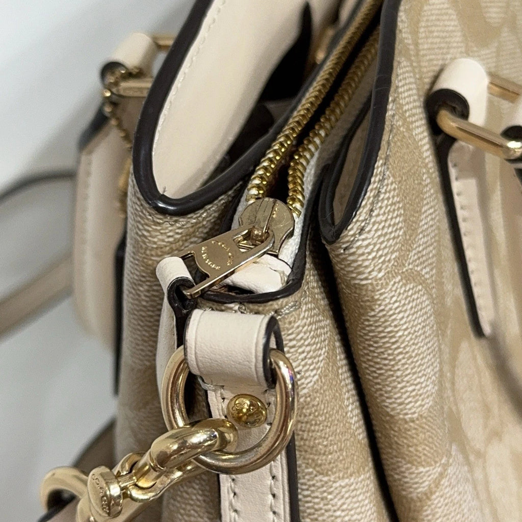 Coach Beige Monogram Logo Handbag Shoulder Crossbody Women