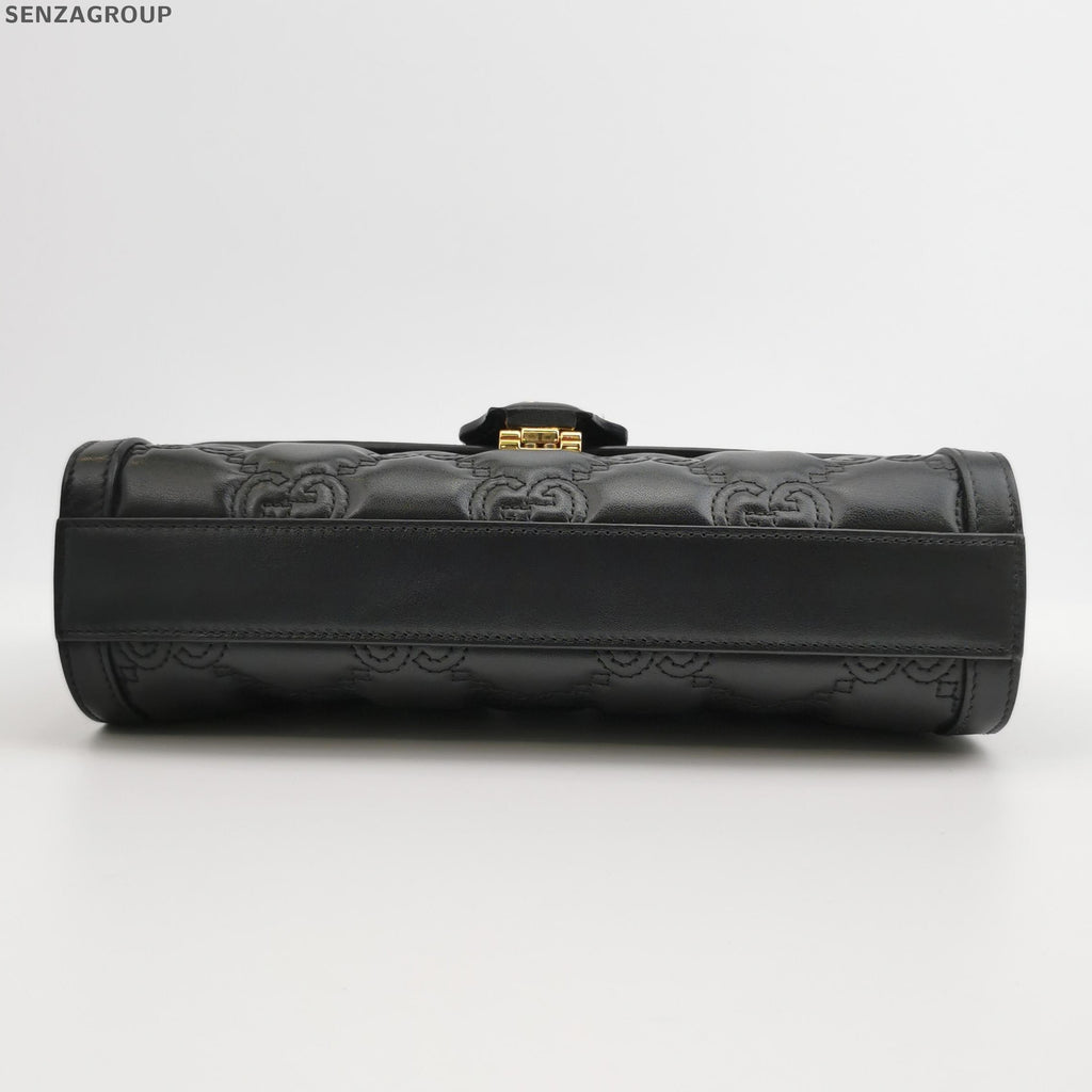 Gucci GG Matelassé Small Shoulder Crossbody Bag Black Gold Classic Women