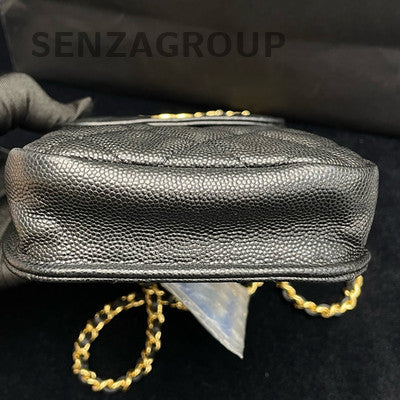 Chanel Black Quilted Leather Phone Bag with Gold Chain Strap