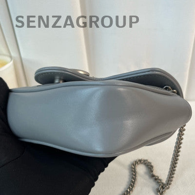 Gucci Mini Marmont Bag in Grey Silver Chain Shoulder Crossbody Classic