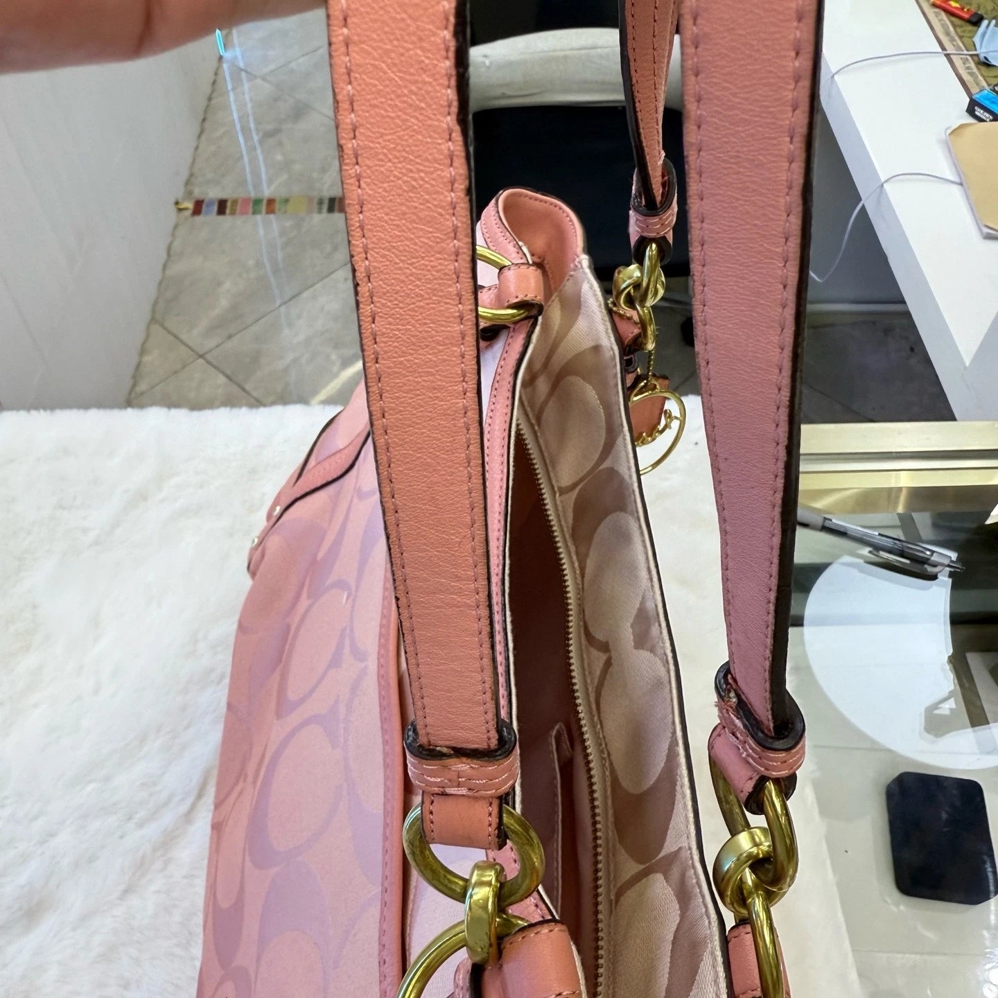Coach Women Pink Tote Handbag