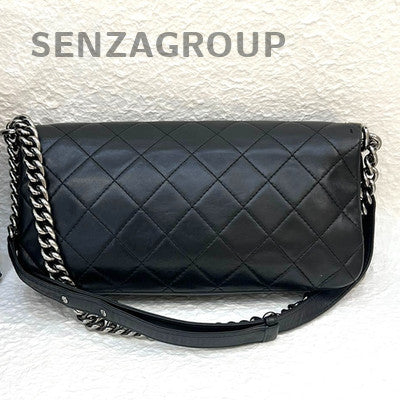 Chanel Le Boy Black Silver Chain Shoulder Bag Classic Quilted
