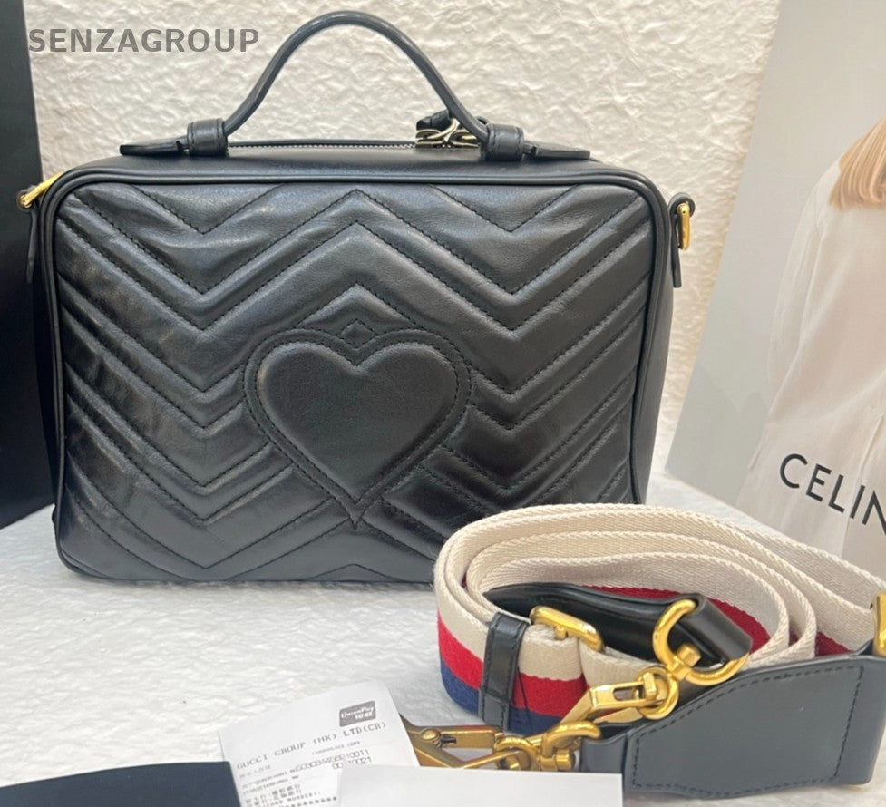 Gucci marmont MM Messenger Top Handle Shoulder Crossbody Bag Black Women