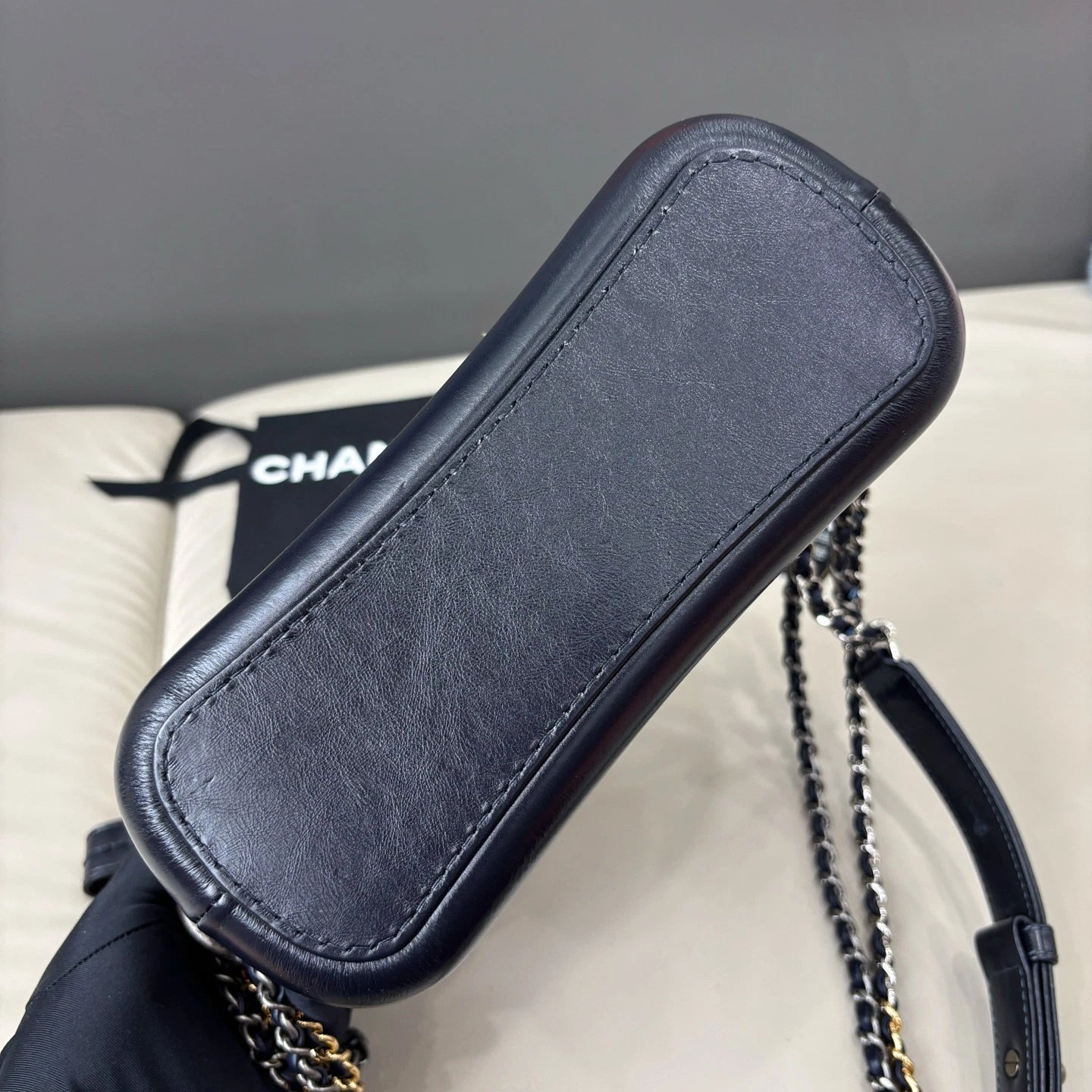 Chanel Gabrielle Chain Shoulder Crossbody Bag Black Gold Women Fashion