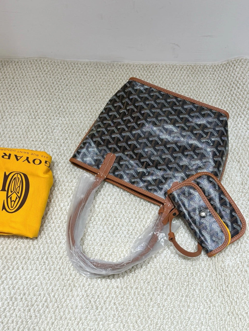 Goyard Anjou Brown Mini Canvas Tote Shoulder Bag For Women