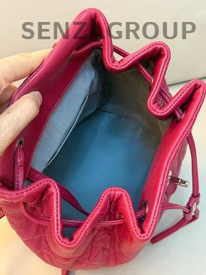 Chanel Quilted Backpack Red Silver Hardware Classic Women's Bag