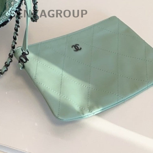 Chanel 24S Tote Chain Shoulder Bag Green Black  Women Classic