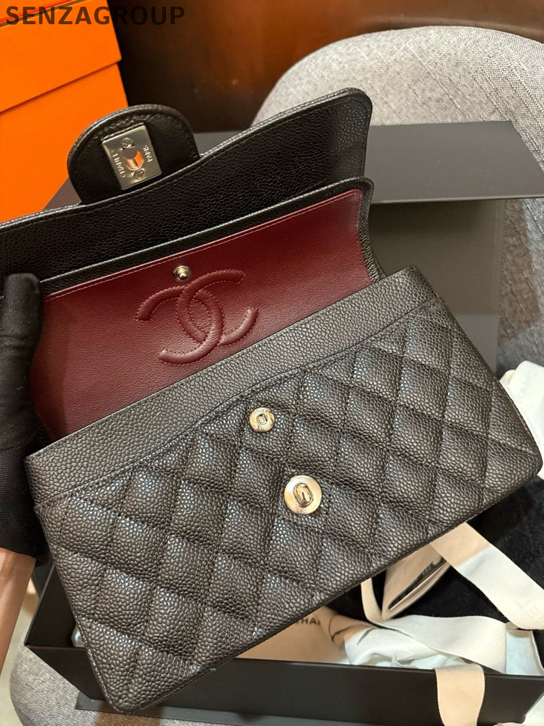 Chanel Black Silver CF Small Quilted Chain Shoulder Bag