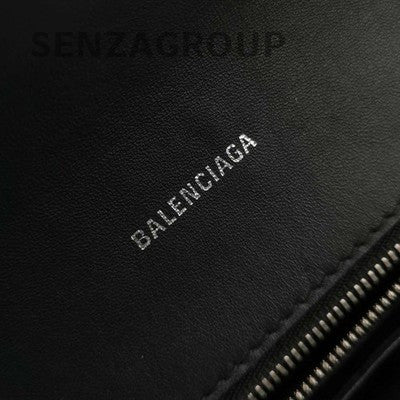Balenciaga Everyday Leather Black Silver Crossbody Shoulder Bag Women