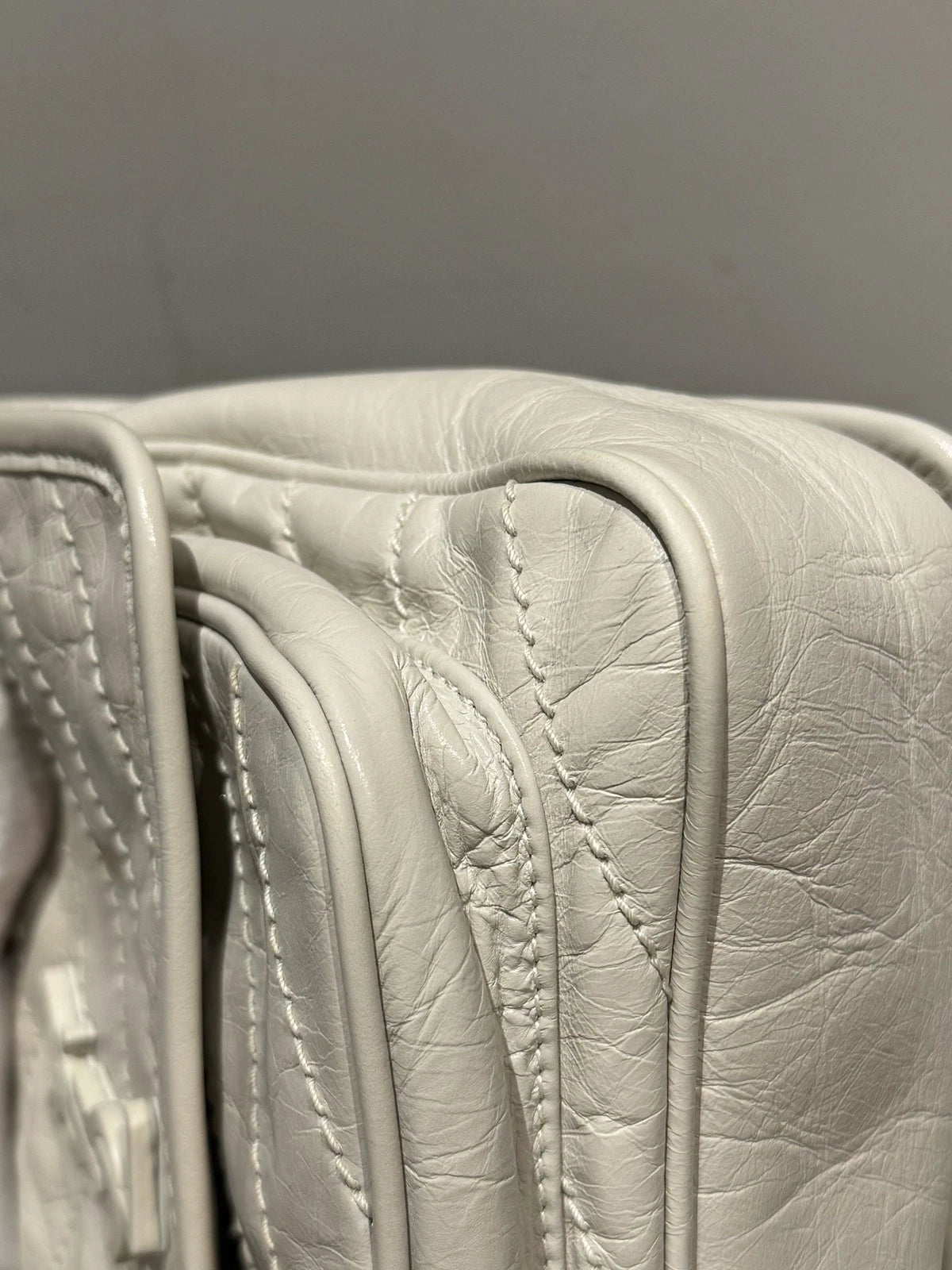 Saint Laurent Niki PM Chain Shoulder Bag White Silver Used Women Classic