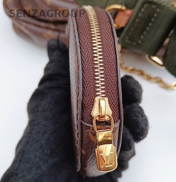 Louis Vuitton Monogram Chain Shoulder Bag Brown Gold Used Women Classic