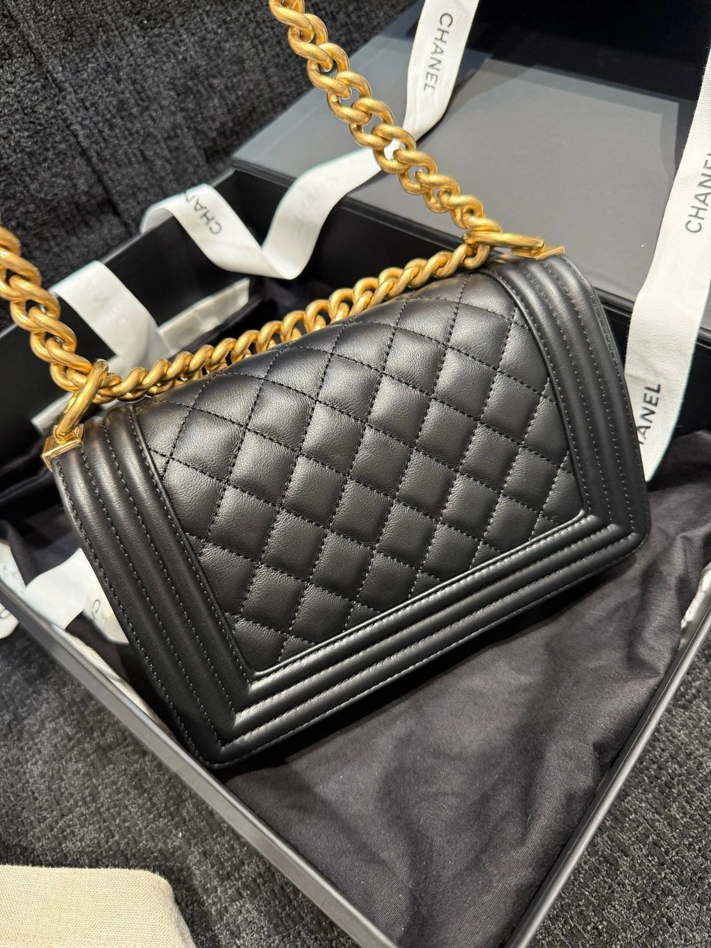 CHANEL Le Boy Black Smooth Calfskin Small Shoulder Bag For Women