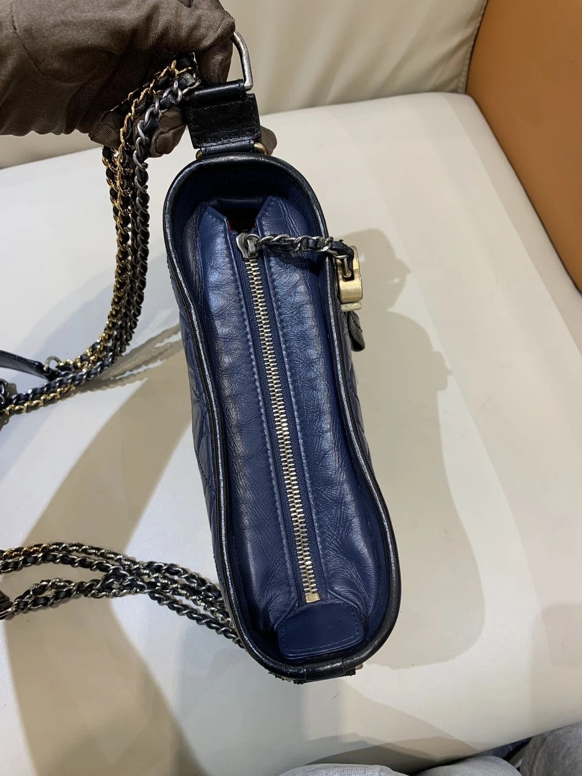 CHANEL Small Blue Black Colorblock Crossbody Shoulder Bag Women