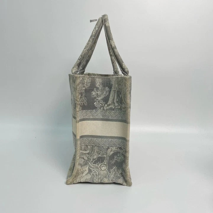 Christian Dior Book Tote MM Tote Top Handle Bag Gray Used Women Classic