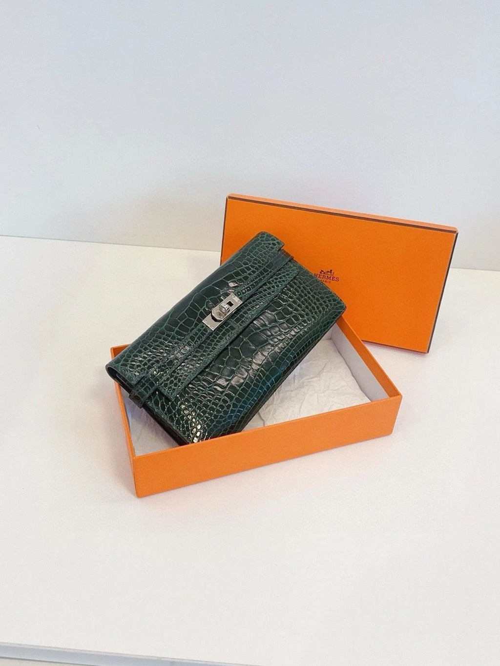 Hermes Kelly Green Long Wallet For Women