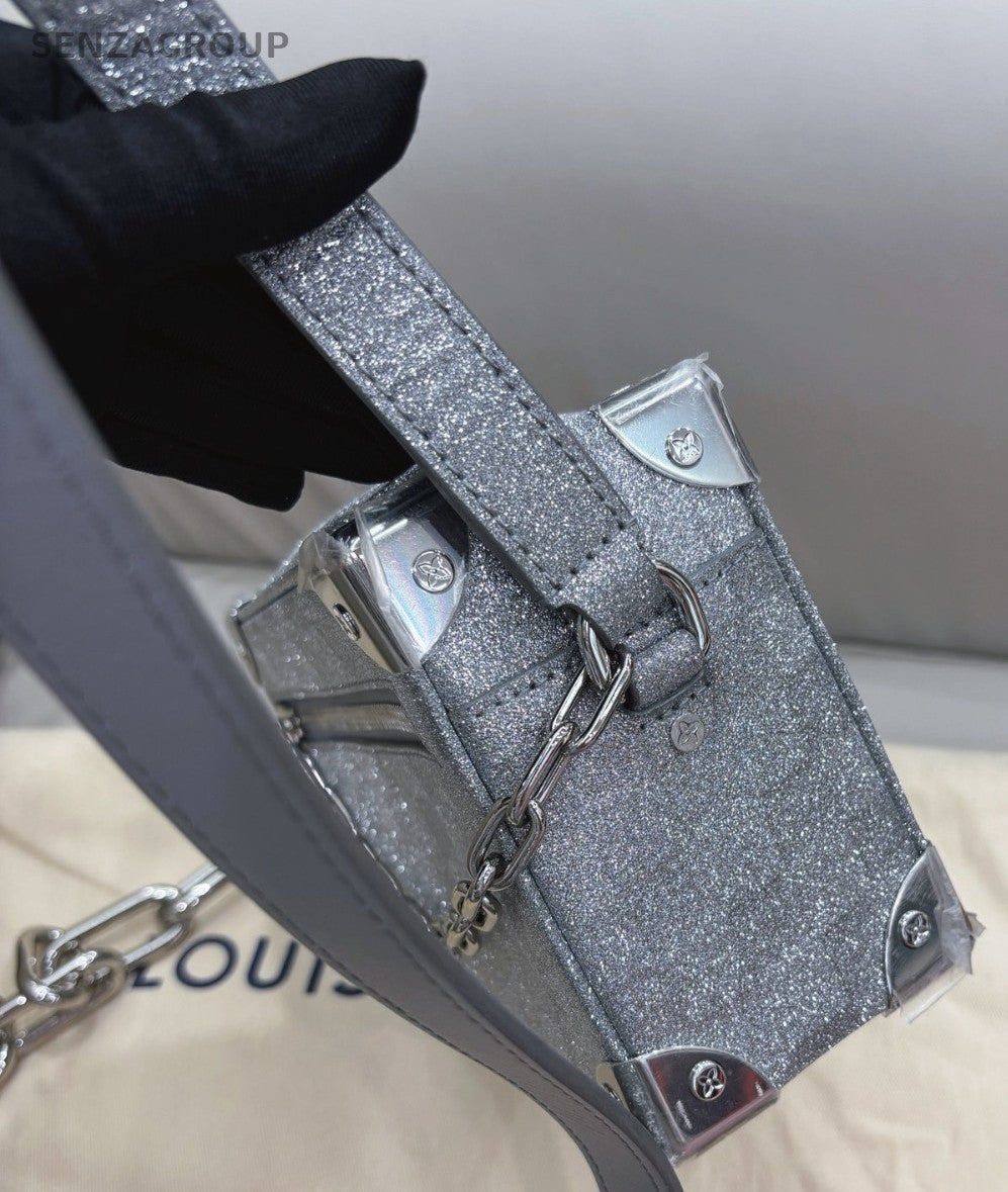 Louis Vuitton Soft Trunk Box Bag Crossbody Bag Women Gray Almost Brand New