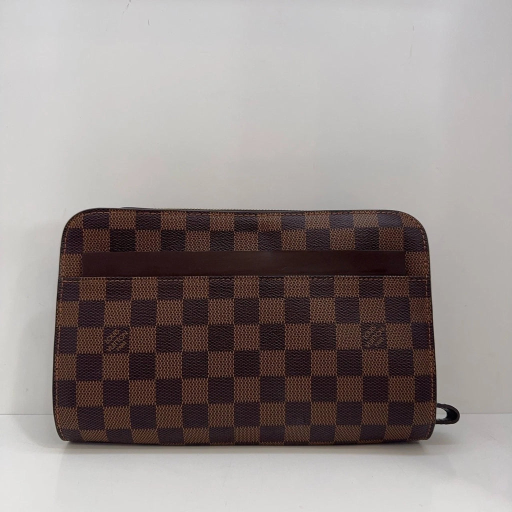 Louis Vuitton Damier Logo Patch Clutch With Extendable Handle For Women